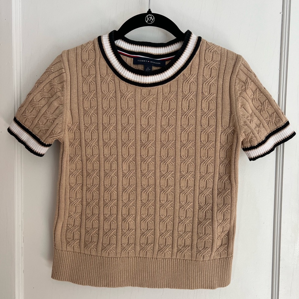 Tommy Hilfiger Women's Cable Pullover Short Sleeve Sweater | size XS